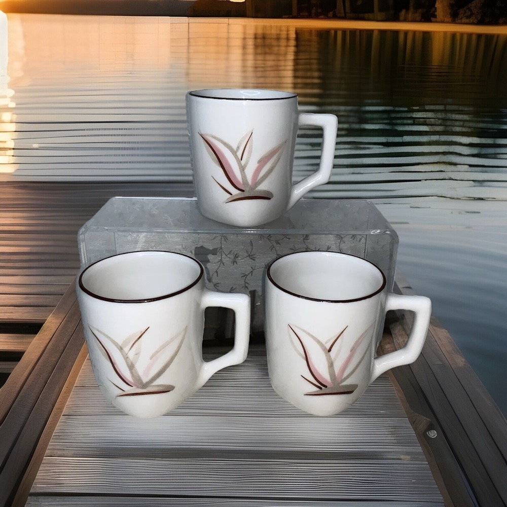 Winfield Dragon Flower Hand Crafted Mug USA 8 Ounce Coffee Cup China Lot Of 3